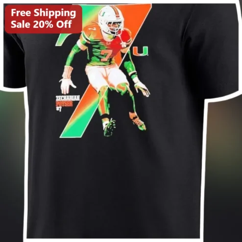 Zachariah Poyser #7 Miami Hurricanes Football Fan Tee