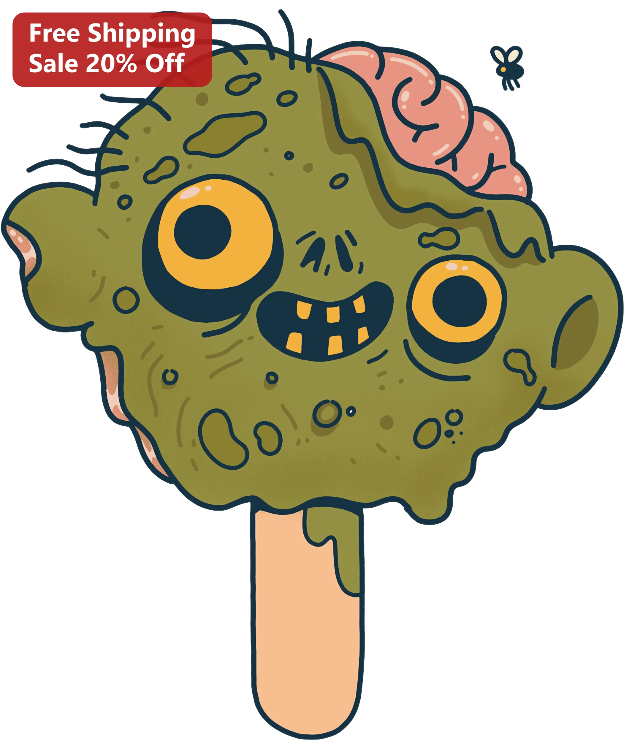 Zombie Popsicle Brain Freeze Halloween Graphic Tee Unisex Heavy Cotton