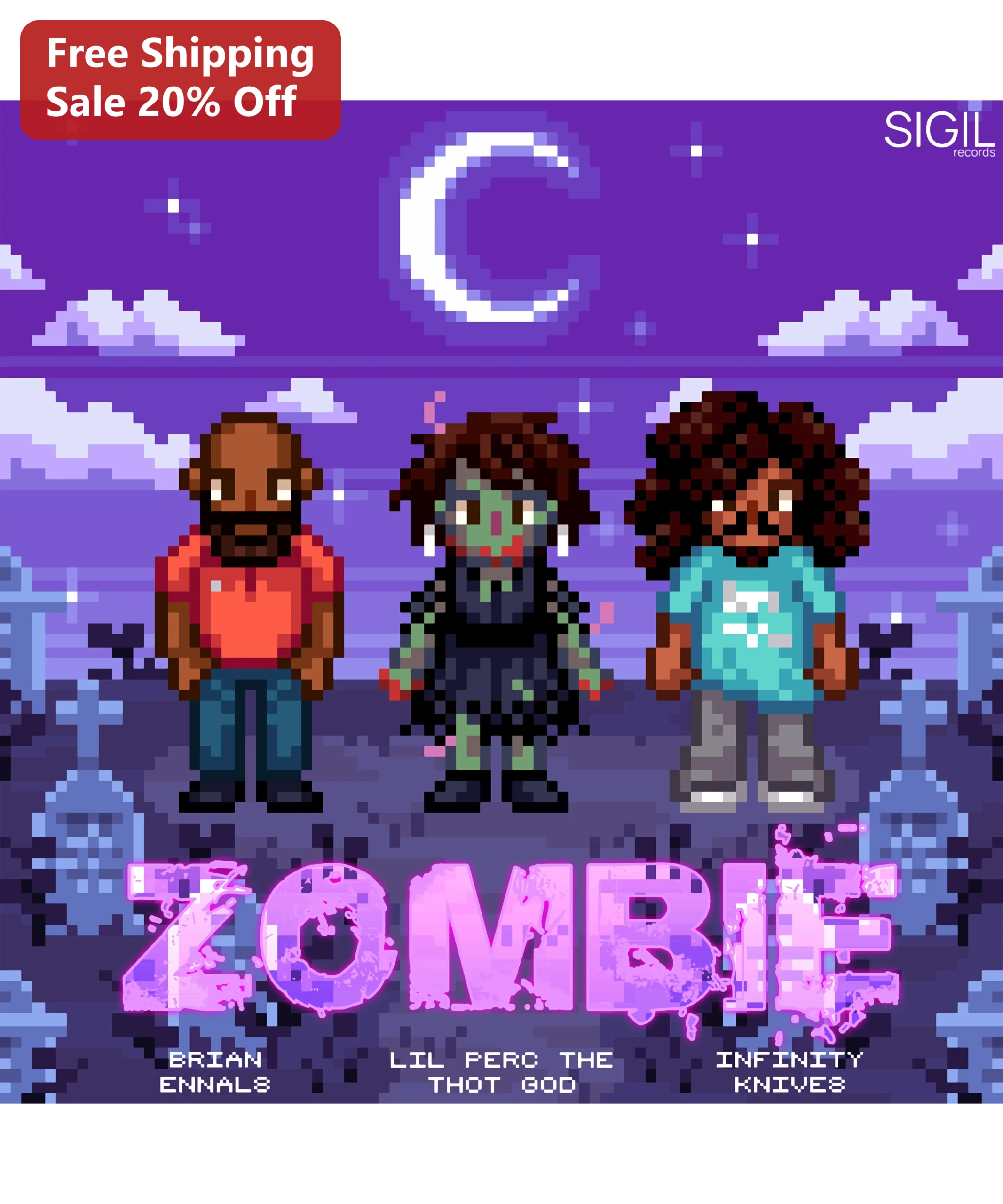 Zombie Poster Pixel Art Retro Gaming Wall Art Print Spooky Halloween Decor for Hip Hop Fans
