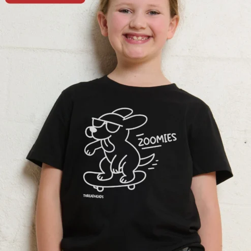 ZOOMIES Dog Skateboarding Graphic Tee Funny Pet Lover Gift Shirt