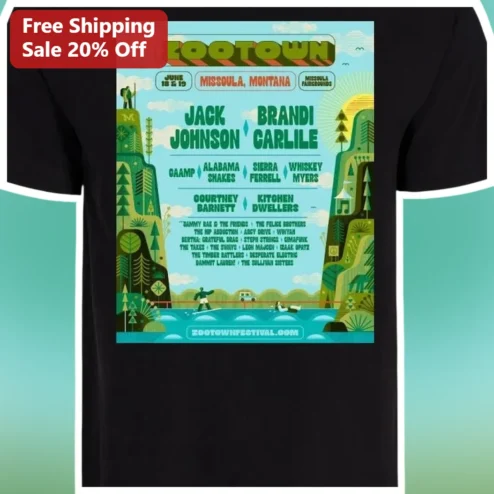 Zootown Festival Missoula Montana Tee Retro Concert Poster Graphic Shirt Music Fan Gift available at our Chicago, Illinois warehouse
